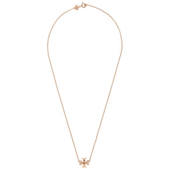 TORY BURCH • Rose Gold Kira Logo Charm Pendant Necklace - Picture 3 of 4